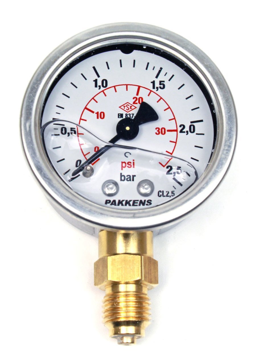Pakkens 0-2.5 Bar 50 mm Alttan Bağlantılı Gliserinli Manometre G 1/4 inç