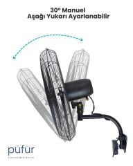 Püfür 2 ADET Kumandalı, Zaman Ayarlı Sanayi Duvar Tipi Endüstriyel Vantilatör 65 Cm