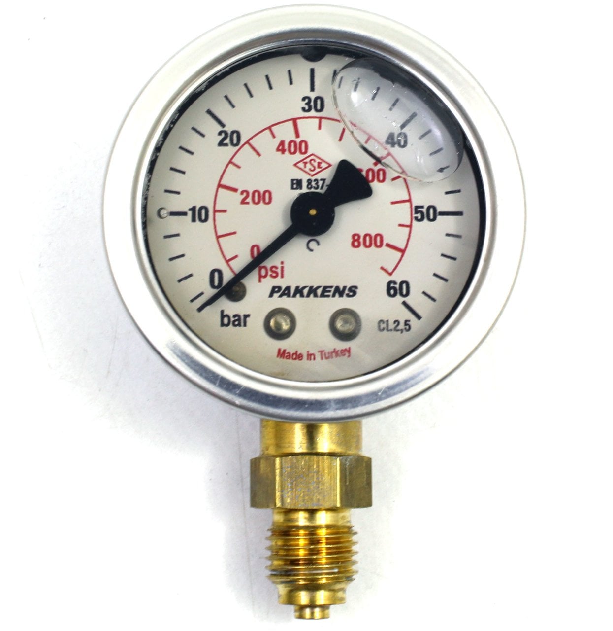 Pakkens 0-60 Bar 50 mm Alttan Bağlantılı Gliserinli Manometre G 1/4 inç