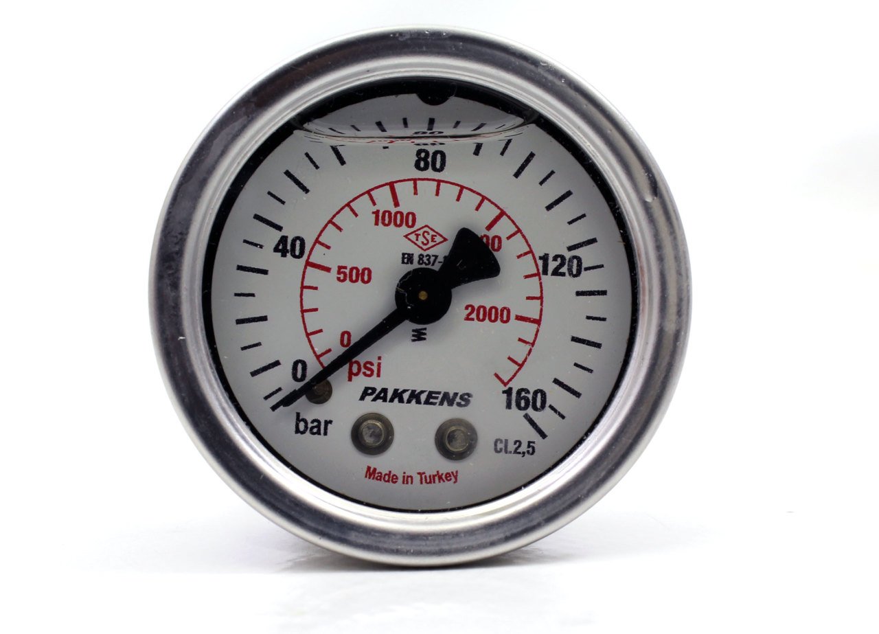 Pakkens 0-160 Bar 50 mm Arkadan Bağlantılı Gliserinli Manometre G 1/4 inç