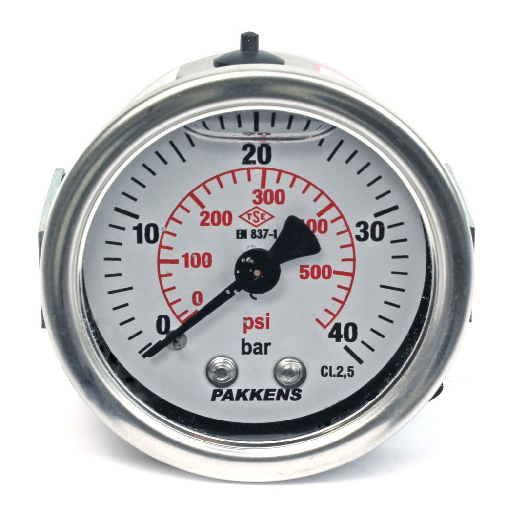 Pakkens 0-40 Bar 50 mm Arkadan Bağlantılı Panotipli Gliserinli Manometre G 1/4 inç