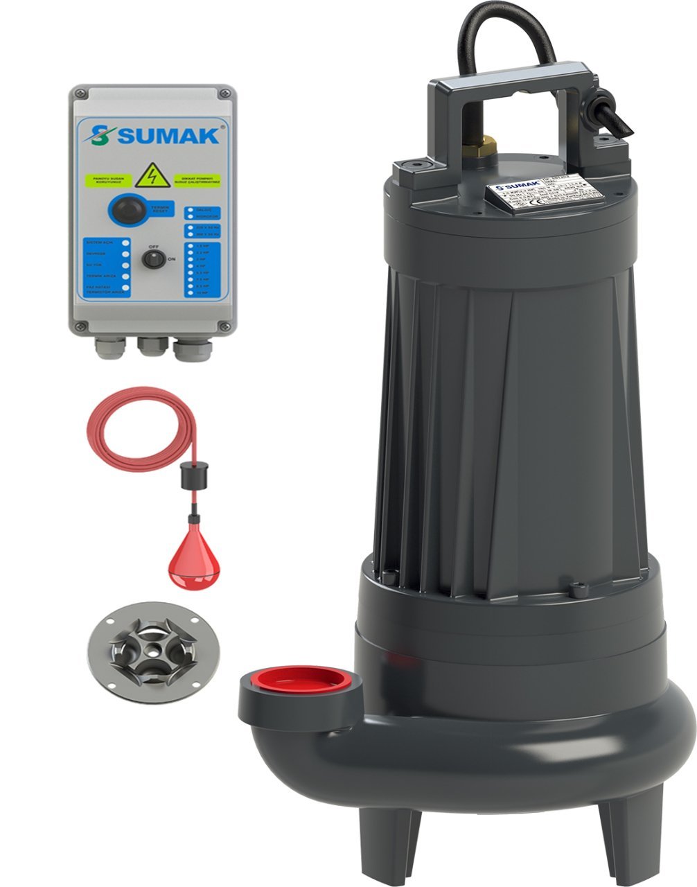 Sumak SBRT 40/2-P Parçalayıcı Bıçaklı Foseptik Dalgıç Pompa Trifaze (380V) 4Hp