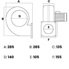 Modern Teknik MT3M Radyal Fan, Kalorifer Kazan Fanı 220V 2500 m3/h