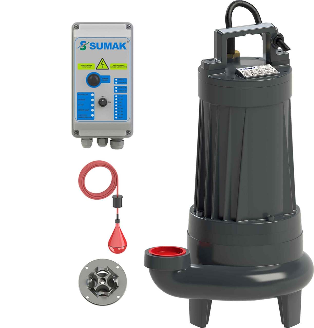 Sumak SBRT 50/3-P Parçalayıcı Bıçaklı Foseptik Dalgıç Pompa Trifaze (380V) 5.5Hp