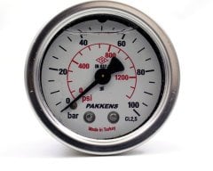 Pakkens 0-100 Bar 63 mm Arkadan Bağlantılı Gliserinli Manometre G 1/4 inç