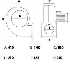 Modern Teknik MT6T Radyal Fan, Kalorifer Kazan Fanı 380V 4000 m3/h