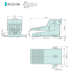 Jelpc 4F210 Pnömatik Yön Kontrol Valfi 5/2 Pedal