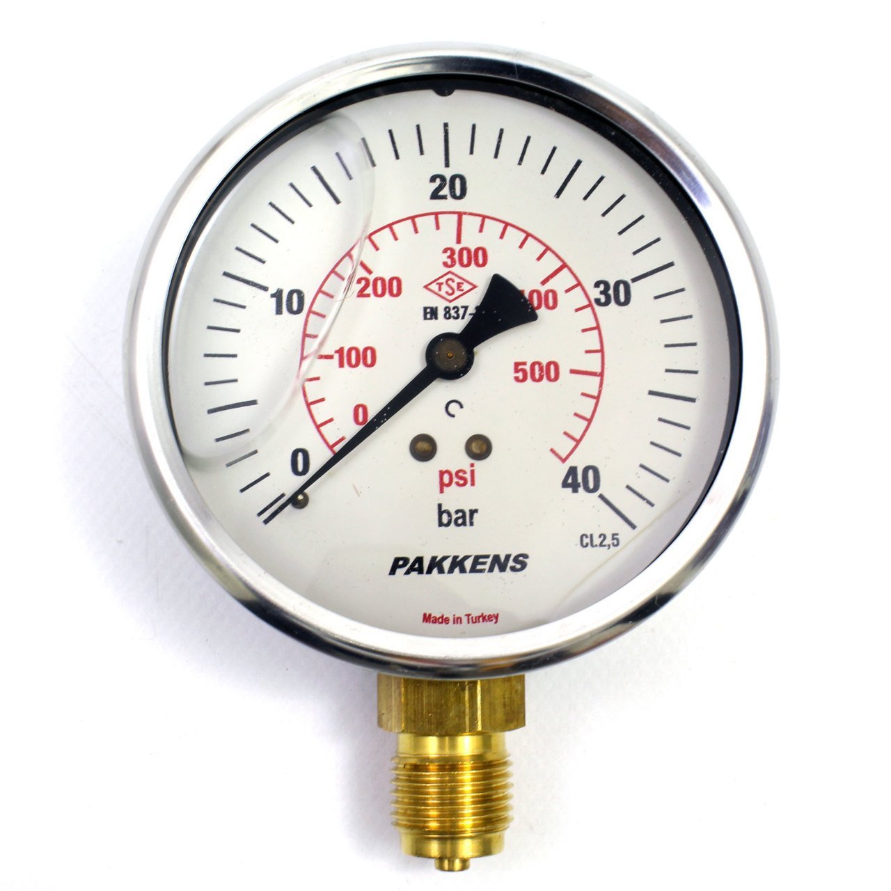 Pakkens 0-40 Bar 100 mm Alttan Bağlantılı Gliserinli Manometre G 1/2 inç