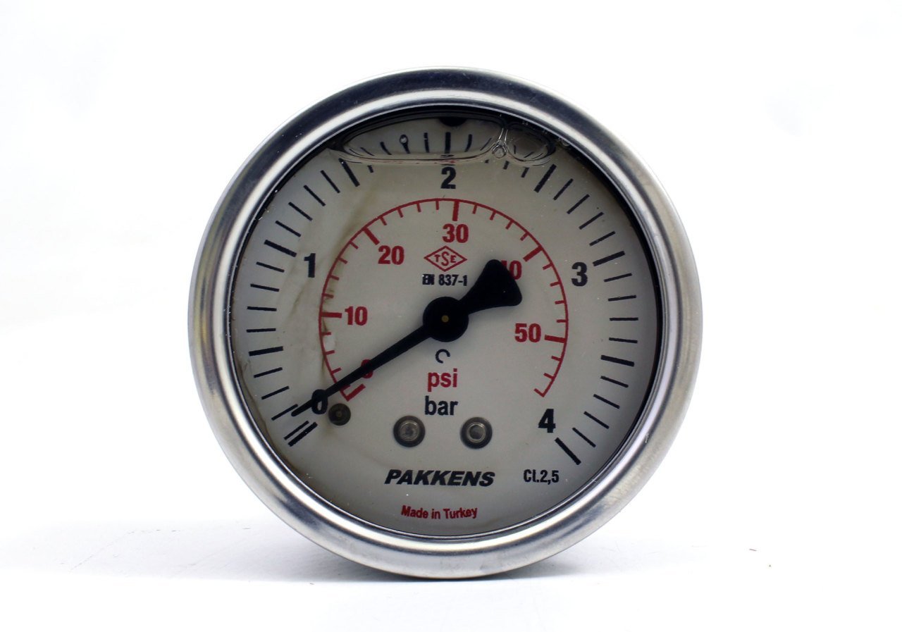 Pakkens 0-4 Bar 100 mm Arkadan Bağlantılı Gliserinli Manometre G 1/2 inç
