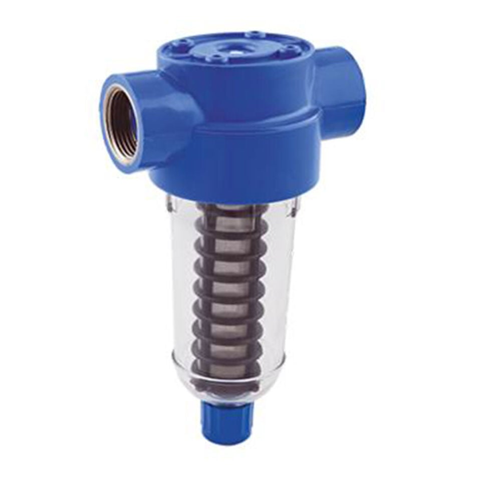5 inch Rusko Filtre, Yıkanabilir Su ve Mazot Filtresi, Şeffaf - Tahliyeli 3/4 inch