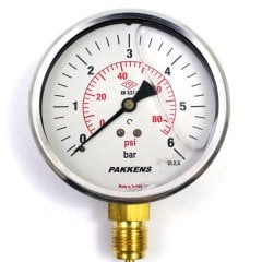 Pakkens 0-6 Bar 160 mm Alttan Bağlantılı Gliserinli Manometre G 1/2 inç