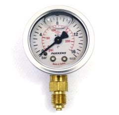 Pakkens 0-16 Bar 160 mm Alttan Bağlantılı Gliserinli Manometre G 1/2 inç