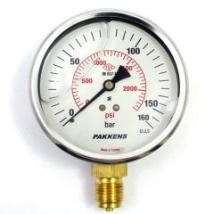 Pakkens 0-160 Bar 160 mm Alttan Bağlantılı Gliserinli Manometre G 1/2 inç