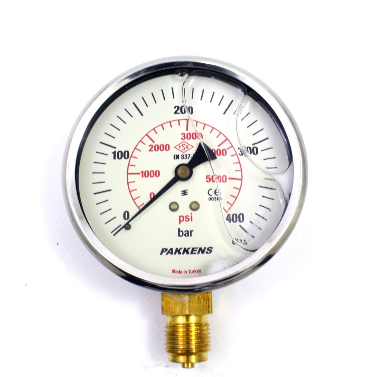 Pakkens 0-400 Bar 160 mm Alttan Bağlantılı Gliserinli Manometre G 1/2 inç