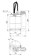 Grundfos UNİLİFT KP150-AV-1 Paslanmaz Gövdeli Asansör Şamandıralı Kirli Su Drenaj Dalgıç Pompa