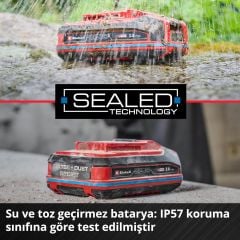 Einhell 18 V 4.0 Ah SEALED Power X-Change PLUS (Su ve toz geçirmez, IP57 koruma sınıfı, tüm Power X-Change cihazları ile uyumlu, şarj cihazı dahil değildir)