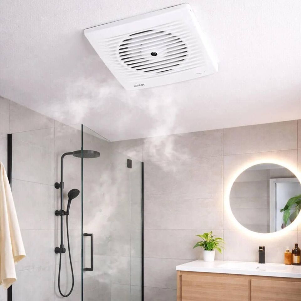 Aircol Otomatik Panjurlu Tuvalet ve Banyo Fanı / Aspiratörü 160 m³/h - Aircol 120 OP