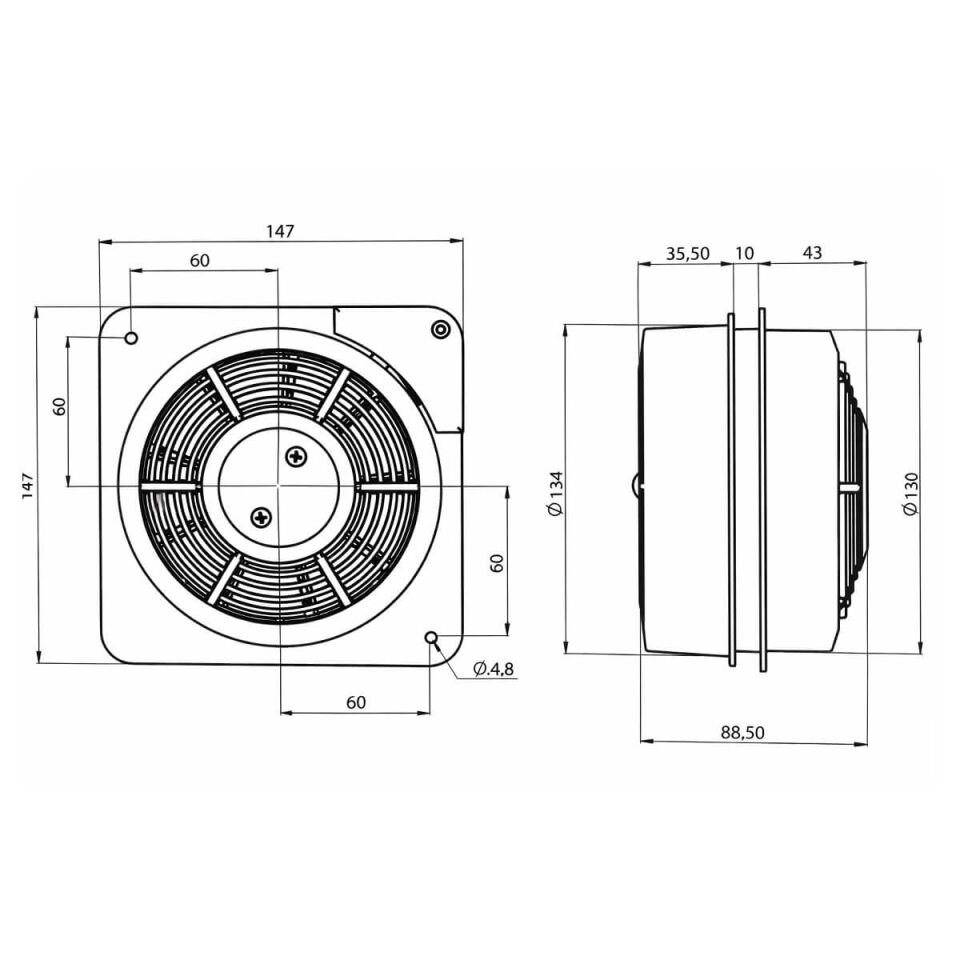 Aircol 130 Pencere ve Duvar Tipi Plastik Aspiratör - Aircol 130