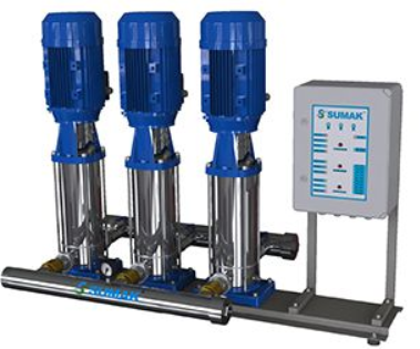 Sumak SHTP16 C 750/12 Düşey Milli Kademeli Üç Pompalı Paslanmaz Hidrofor 19 KAT 144 DAİRE