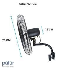 Püfür 2 ADET Kumandalı, Zaman Ayarlı Sanayi Duvar Tipi Endüstriyel Vantilatör 75 Cm