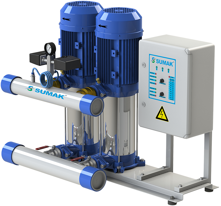 Sumak SHT6 B 100/6 Düşey Milli Kademeli Çift Pompalı Hidrofor 6 KAT 30 DAİRE