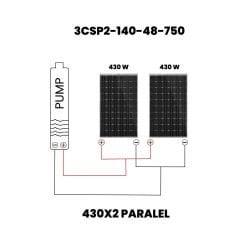 3 inch 48V Fırçasız Dc Dalgıç Pompa Panel Set 750 Watt 140 mss