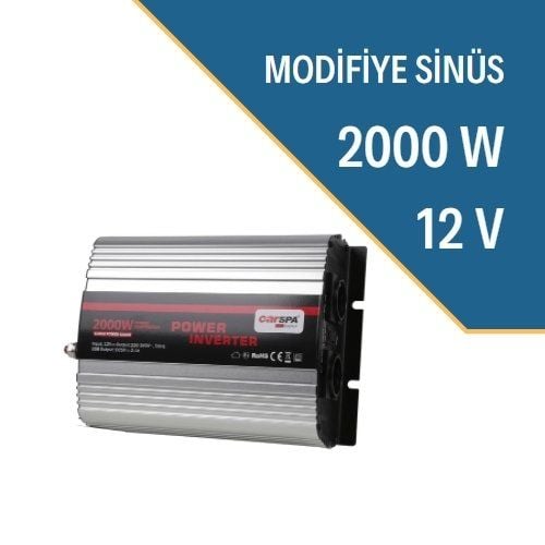 CARSPA Güneş Enerji Sistemi İnverteri, Solar Enerji İnverteri 2000W-12V Modifiye Sinüs İnverter