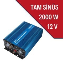 CARSPA Güneş Enerji Sistemi İnverteri, Solar Enerji İnverteri 2000W-12V Tam Sinüs İnverter