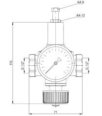Pakkens Otomatik Kazan Dolum Vanası, Kontrol Vanası, Ayar Vanası Manometreli 1/2''