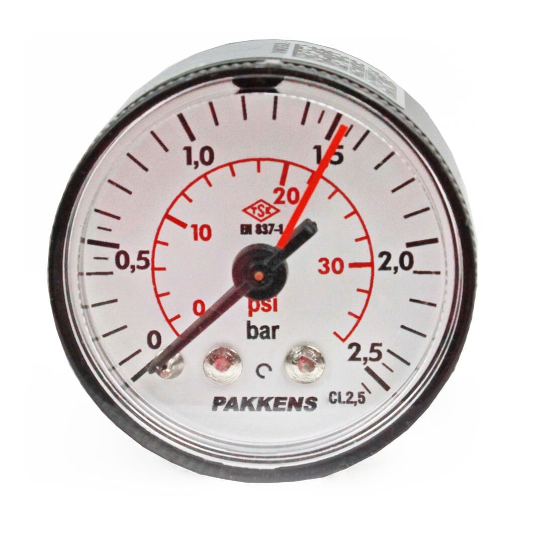 Pakkens 0-2.5 Bar 40 mm Arkadan Bağlantılı Kuru Manometre G 1/8 inç