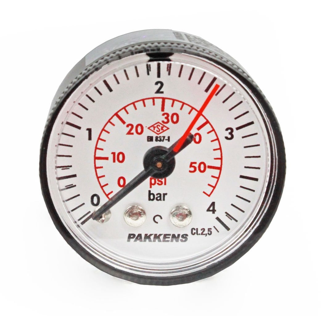 Pakkens 0-4 Bar 40 mm Arkadan Bağlantılı Kuru Manometre G 1/8 inç