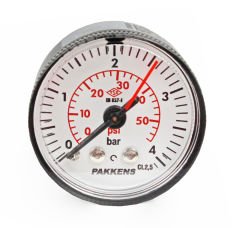 Pakkens 0-4 Bar 40 mm Arkadan Bağlantılı Kuru Manometre G 1/8 inç