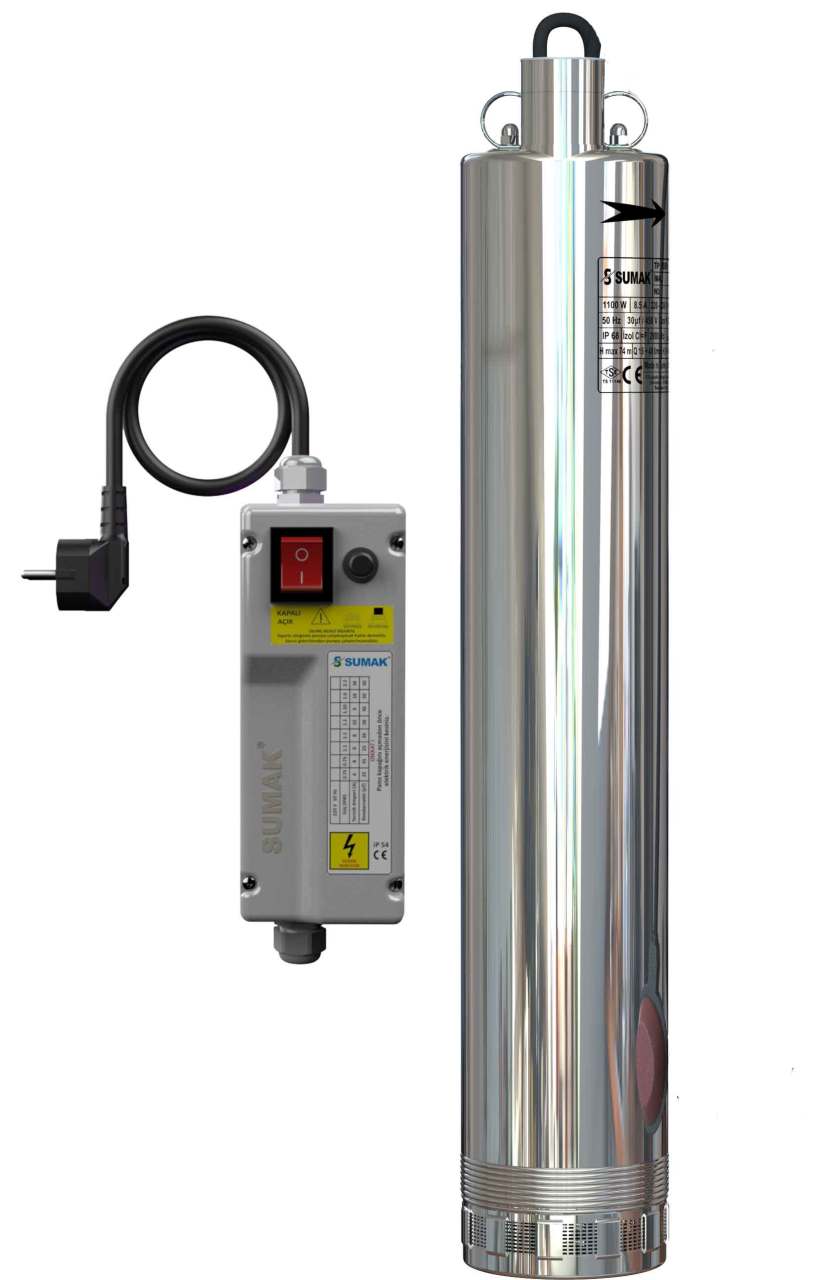 Sumak 5SD9 5 inch Paslanmaz Keson Kuyu Pompası Monofaze (220V) 1.5HP