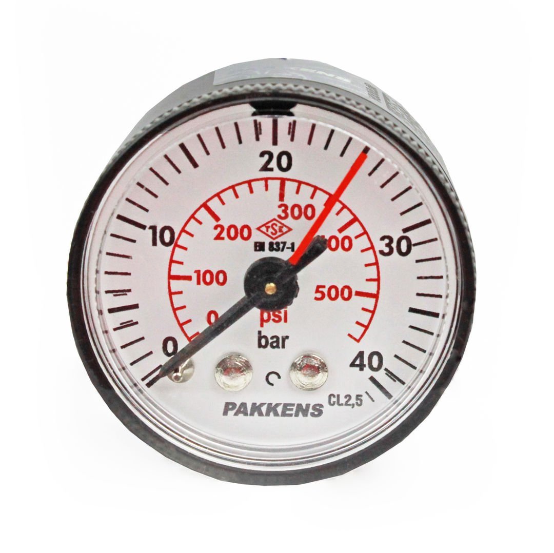 Pakkens 0-40 Bar 40 mm Arkadan Bağlantılı Kuru Manometre G 1/8 inç