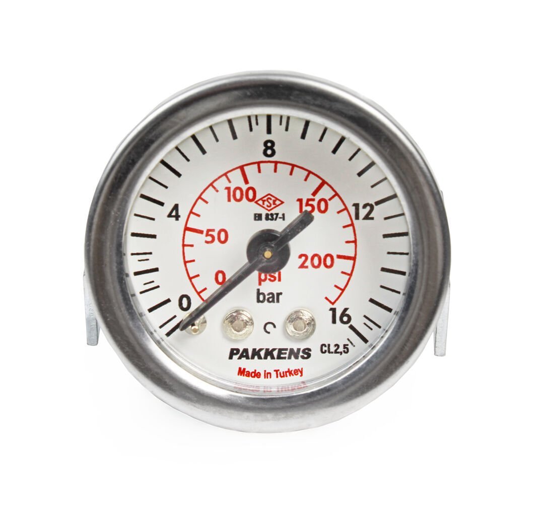 Pakkens 0-16 Bar 40 mm Arkadan Bağlantılı Panotipi Kuru Manometre G 1/8 inç
