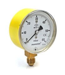 Pakkens 0-60 mBar 63 mm Alttan Bağlantılı Kapsül Diyaframlı Doğalgaz Manometresi CL1,6 G 1/4 inch