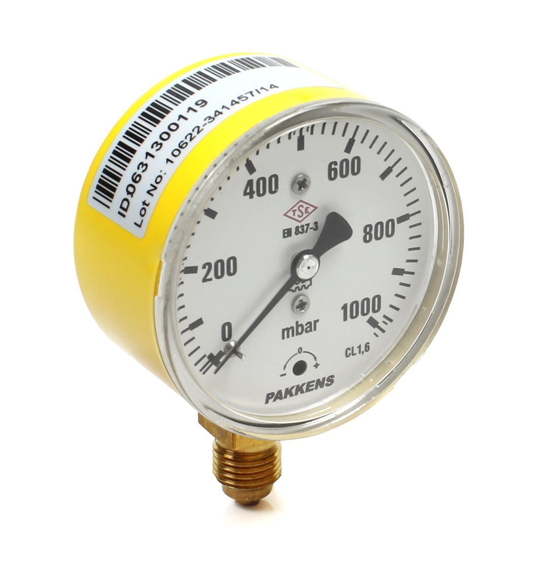 Pakkens 0-1000 mBar 63 mm Alttan Bağlantılı Kapsül Diyaframlı Doğalgaz Manometresi CL1,6 G 1/4 inch