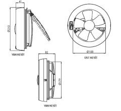 Aircol 150 K Kapaklı Aksiyel Fan / Aspiratör 350 m³/h - Aircol 150 K