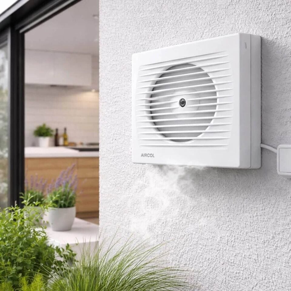 Aircol 150lik Otomatik Panjurlu Tuvalet ve Banyo Fanı / Aspiratörü 300 m³/h - Aircol 150 OP