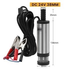 24 Volt Mazot Yağ Aktarma Pompası,  Dc Mini Dalgıç Pompa Süzgeçli 38 mm Dış Çap