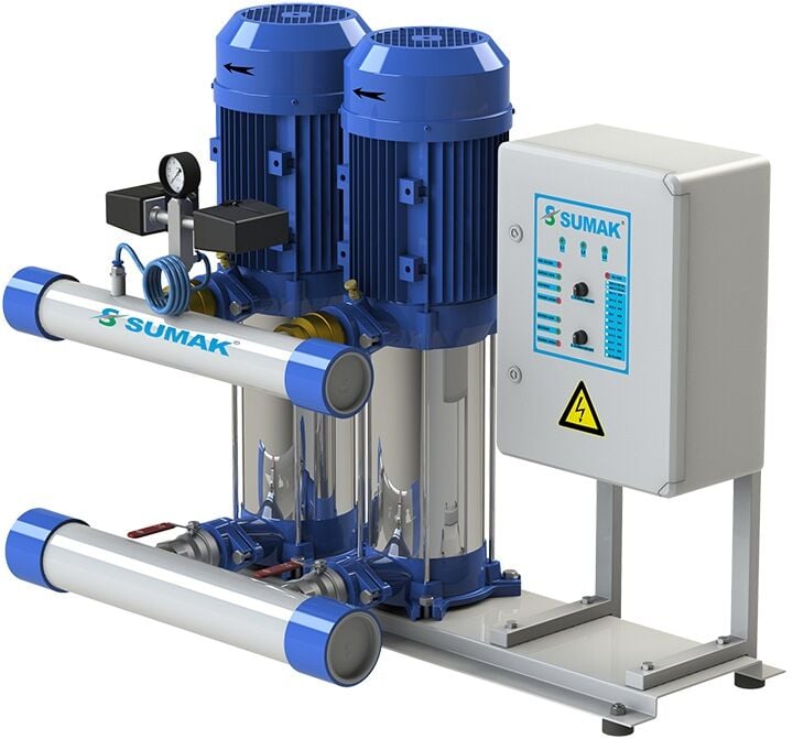 Sumak SHT12 B 220/4 Düşey Milli Kademeli Çift Pompalı Hidrofor 9 KAT 47 DAİRE