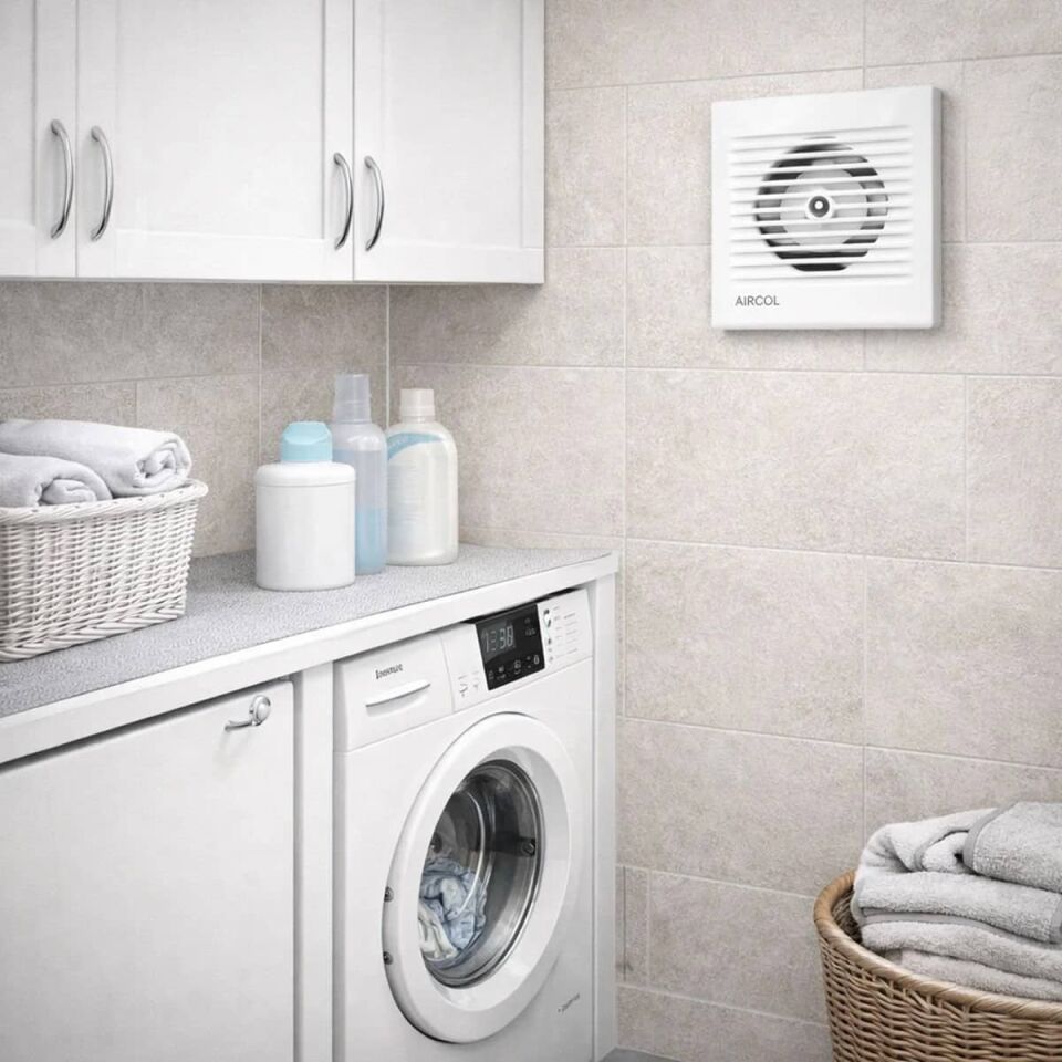 Aircol 100lük Sessiz, Dekoratif, Plastik Banyo Fanı / Aspiratörü 100 m³/h - Aircol 100