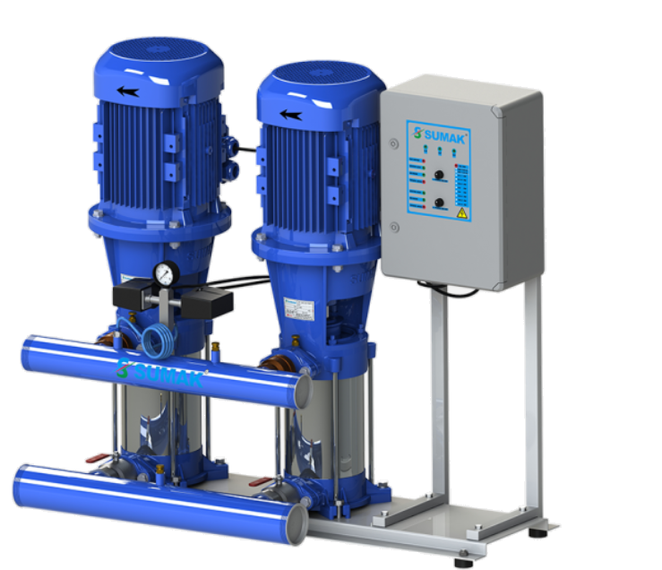 Sumak SHT 34 B 1500/7 Düşey Milli Kademeli Çift Pompalı Hidrofor