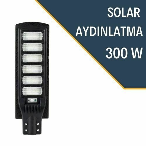 LEXRON Güneş Enerjili Lamba, Solar Sokak Lambası, 300W Solar Aydınlatma