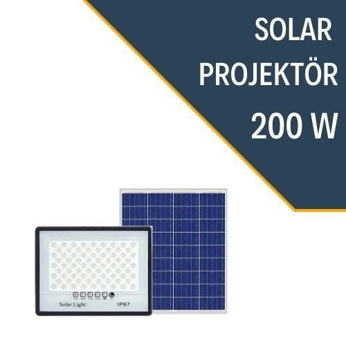 LEXRON Solar Projektör, Güneş Enerjili Projektör, 200W Solar Projektör