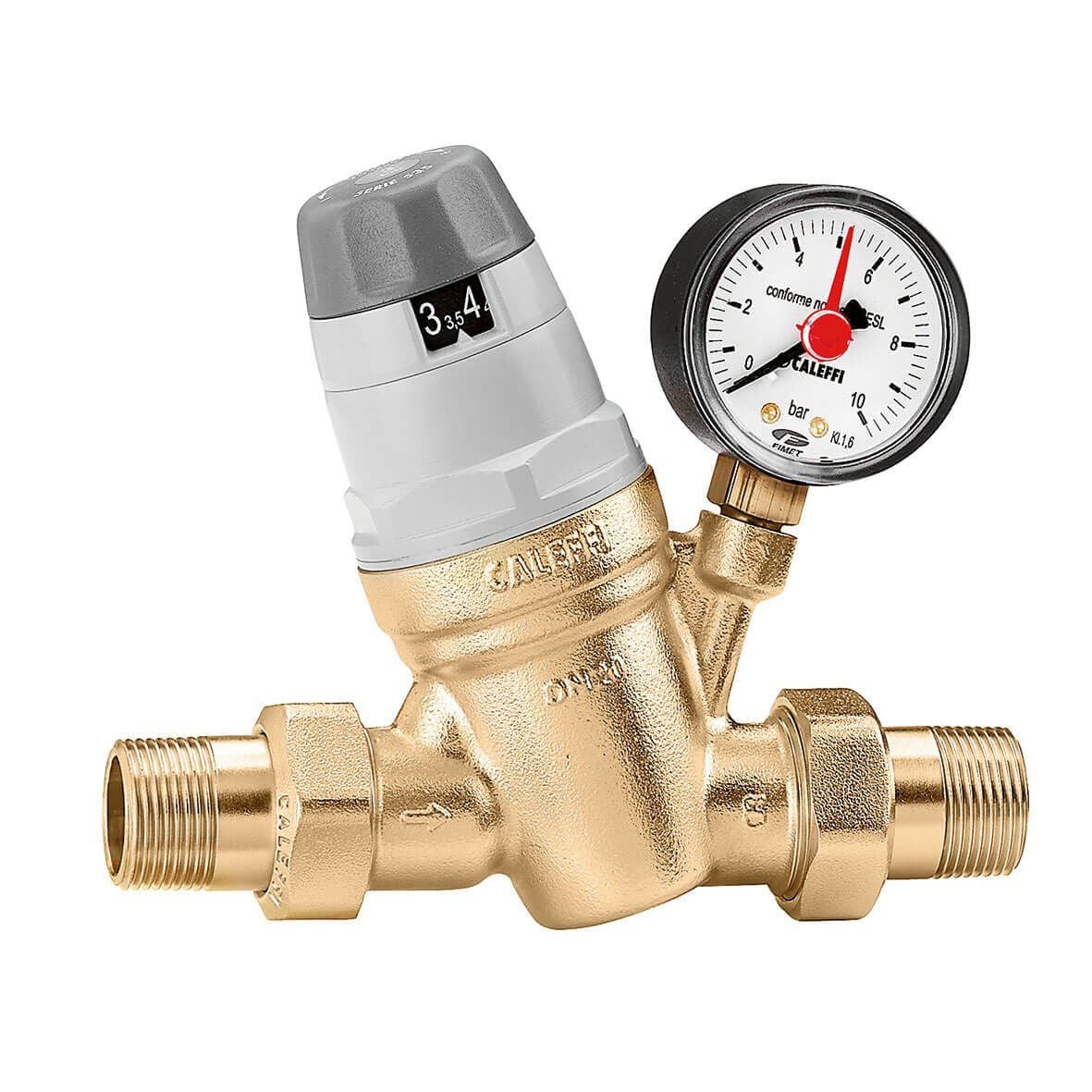 Caleffi 535051 Manometreli Basınç Düşürücü DN20, Rakorlu, Değiştirilebilir Filtreli 3/4 inç