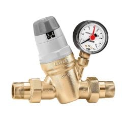Caleffi 535051 Manometreli Basınç Düşürücü DN20, Rakorlu, Değiştirilebilir Filtreli 3/4 inç