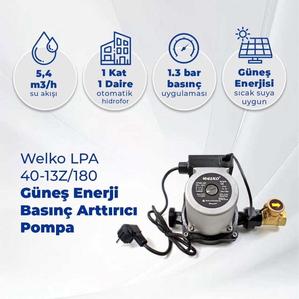 Welko LPA 40-13Z/180 Güneş Enerji Basınç Arttırıcı Pompa