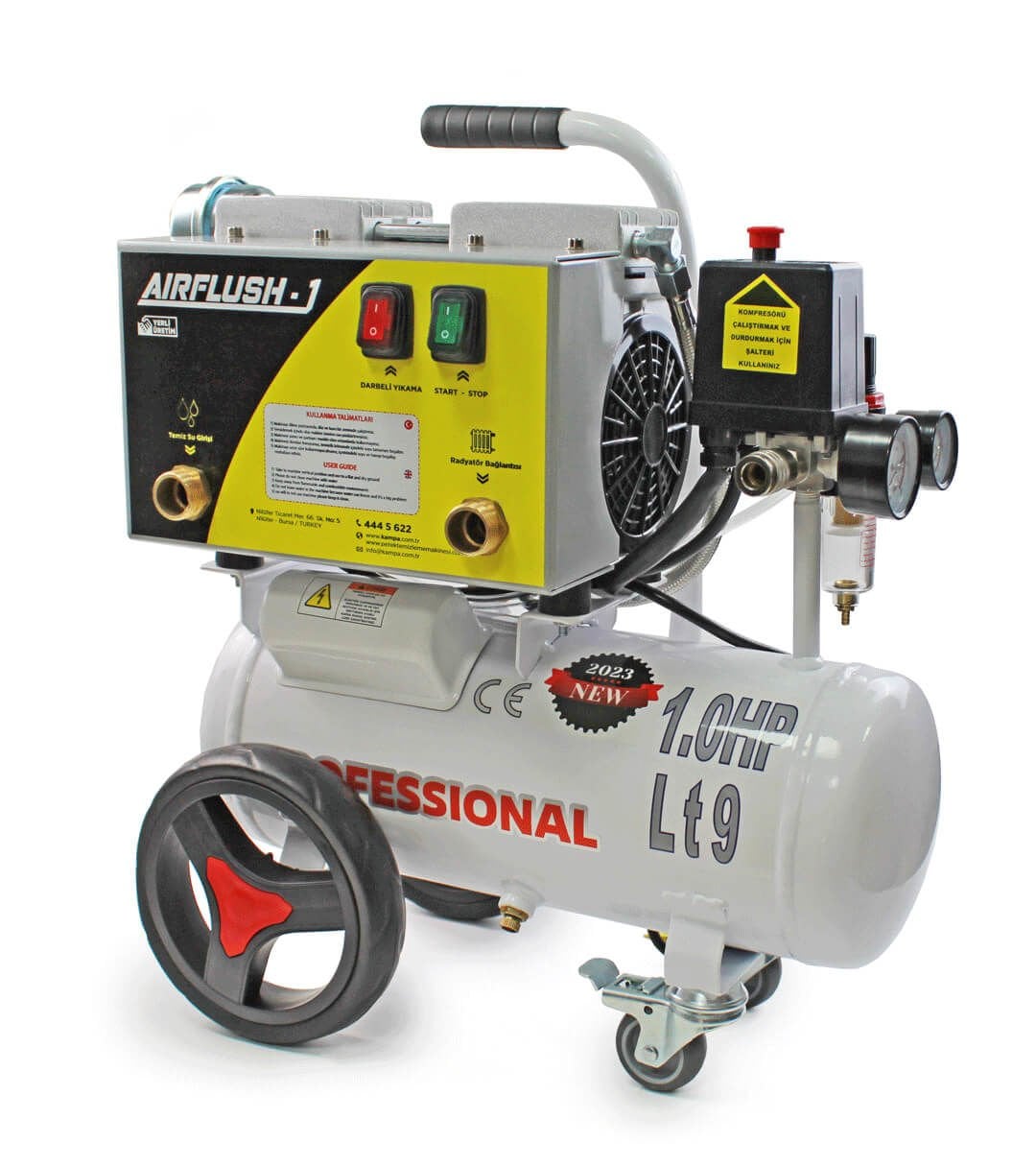 Kampa Airflush-1 Kompresörlü Petek Temizleme Makinası | Havalı Darbeli 9 Litre