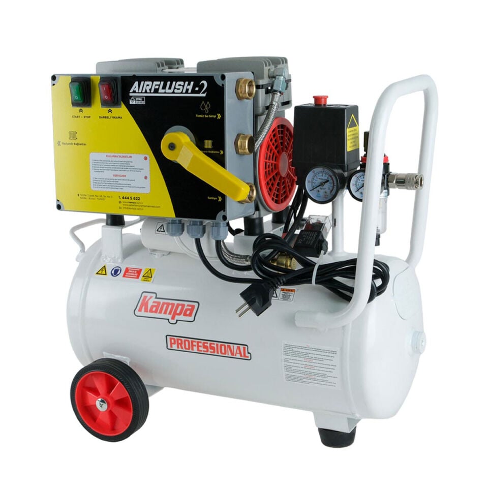 Kampa Airflush-2 Kompresörlü Çift Yönlü Petek Temizleme Makinası | Havalı Darbeli | 24 Litre Tanklı